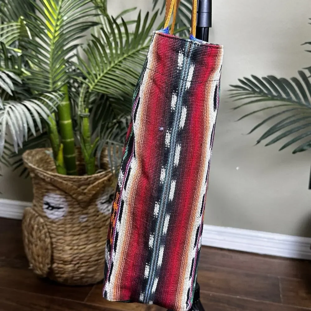 Nena & Co. Tote Bag Woven Leather Tribal Aztec Guatemala Boho Southwest